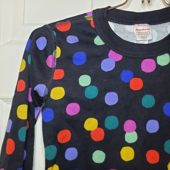 Hanna Andersson Long John Pajamas 14 160 Girls Rainbow Polka-dot Black PJ Set - Picture 2 of 15